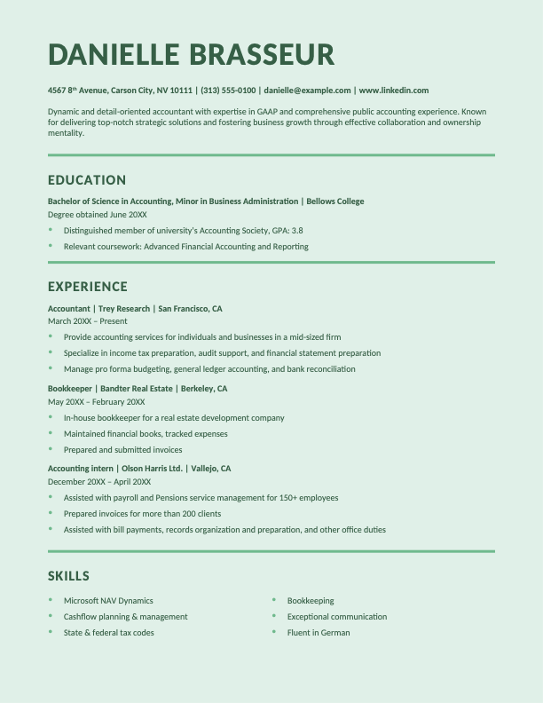 ATS stylish accounting resume